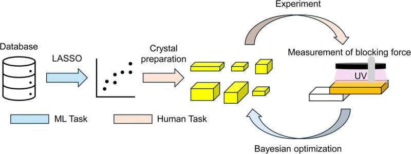 Workflow of the research. Machine learning was used to find the relationship between Young's modulus and functional groups and to find the optimal experimental condition. Credit: Digital Discovery (2025). DOI: 10.1039/D4DD00380B Machine learning unlocks superior performance in light-driven organic crystals