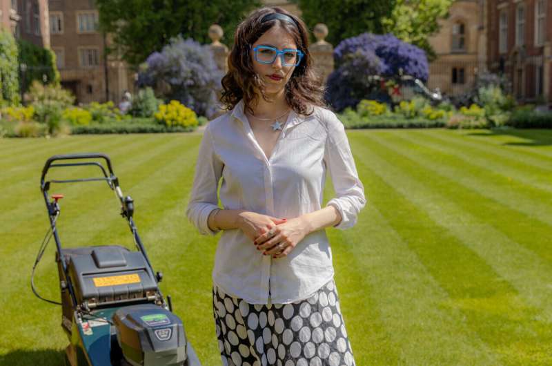 Study author Francesca Gardner on the lawn of her Cambridge College, St Catharine's College, University of Cambridge. Credit: University of Cambridge Life, death and mowing – study reveals Britain's poetic obsession with the humble lawnmower
