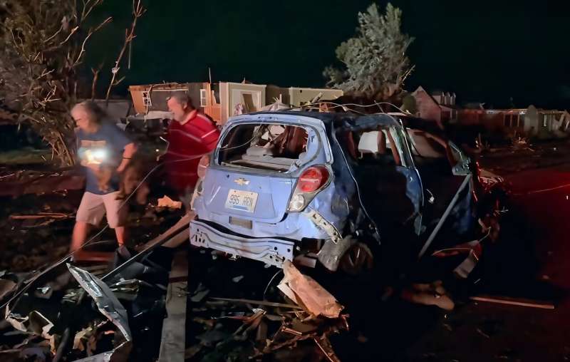 In this image obtained from the Laurel County Fiscal Court in Kentucky, residents search through tornado damage near the city of London on May 17, 2025. In this image obtained from the Laurel County Fiscal Court in Kentucky, residents search through tornado damage near the city of London on May 17, 2025