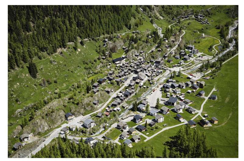 Aerial view shows the destruction at Blatten. Destruction in Blatten