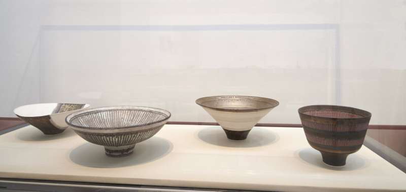 Some of the artworks in the exhibition by ceramicist Lucie Rie at the Kettle's Yard art gallery that featured in the psychological experiment. Credit: Kettle's Yard Pondering artistic beauty encourages 'big picture' thinking, study finds