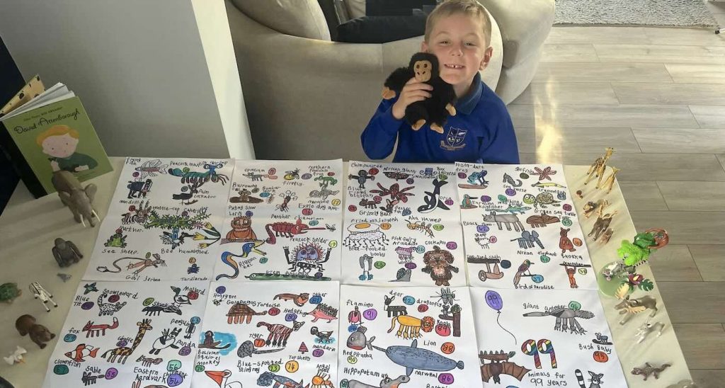 From a Young Artist’s Heart: 99 Animals Drawn to Celebrate David Attenborough’s 99th Birthday and Discover His Favorites!