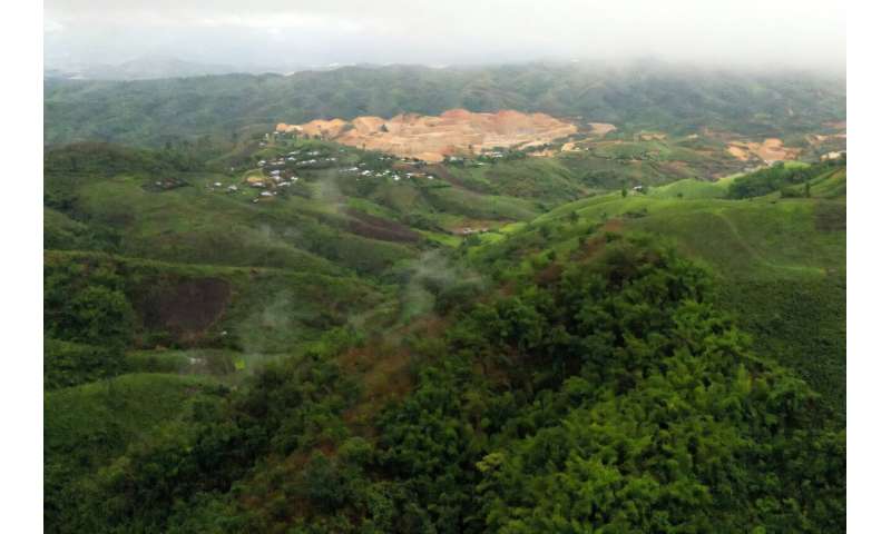 A mine in Myanmar, as seen from northern Thailand's Chiang Rai province