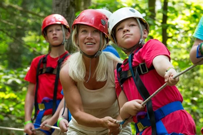 Clea Newman with kids