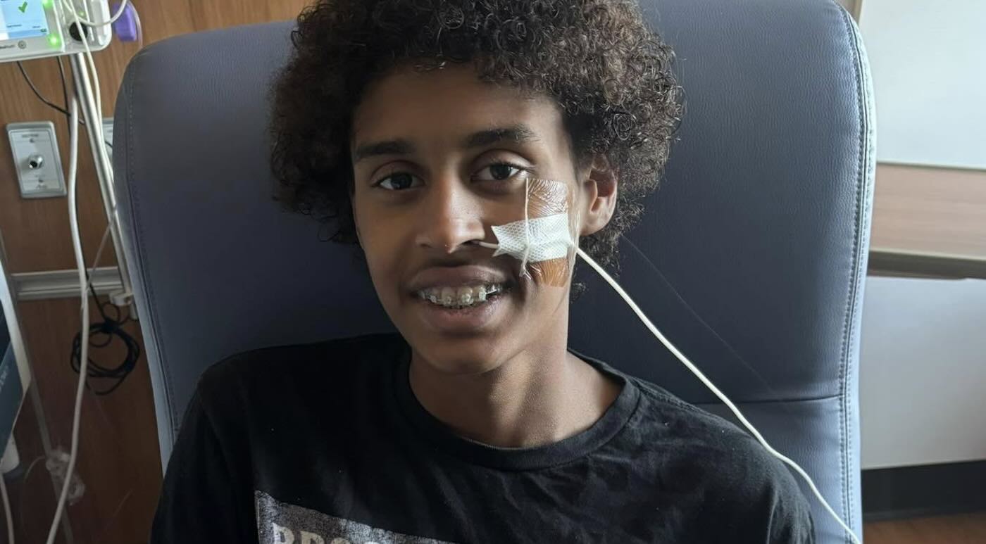 Evan in hospital