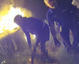 Heroic Rescue: Officer Bravely Shatters Flames to Save 68-Year-Old Woman Trapped in Burning Car