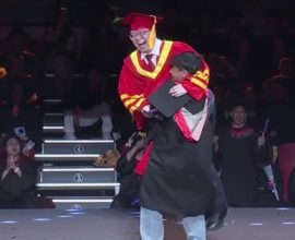 Joyful Triumph: Student Spins University President in Celebration of Achievement at Graduation Ceremony