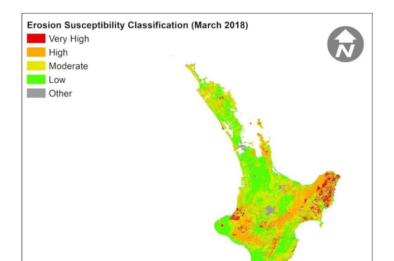 This map shows areas with the highest and lowest susceptibility to erosion. Credit: David Palmer/Te Uru Rākau, CC BY-SA One bad rainstorm away from disaster: Why proposed changes to forestry rules won't solve the 'slash' problem