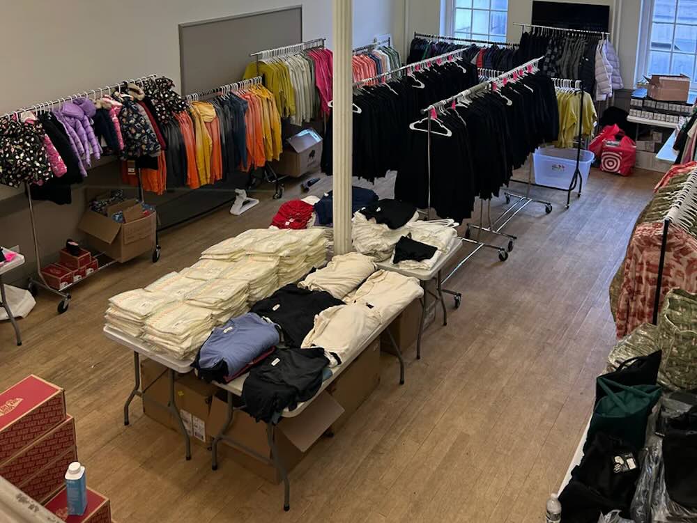 Warehouse full of new clothing
